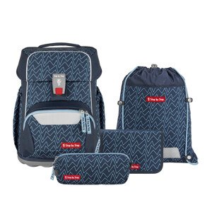 Školní aktovka Step by Step – 4dílný set, BASIS Blue Lines, certifikát AGR