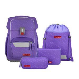 Školní aktovka Step by Step – 4dílný set, BASIS Purple Konfetti, certifikát AGR