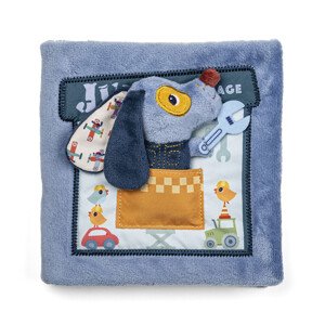 Lilliputiens - textilní knížka - pejsek Jules v garáži