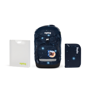 Školní set Ergobag prime - Galaxy modrý  - batoh + penál + desky