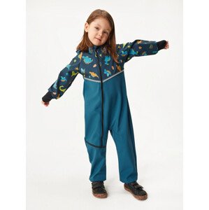 Softshellová kombinéza s fleecem Mini, Kobaltová, Dinosauři - vel. 74/80