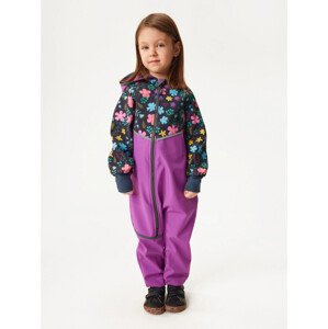 Softshellová kombinéza s fleecem Mini, Ostružinová, Kytičky - vel. 98/104