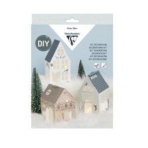 Kreativní sada – Adventní dekorace z papíru – 3 svítící papírové domečky