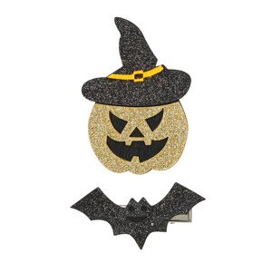 Souza! - Sponky do vlasů Willa – halloweenská dýně a netopýr – 2 ks