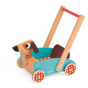 Dřevěný chodítko a vozík - pes