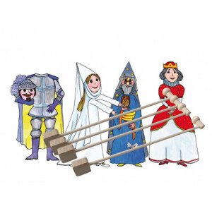 Marionetino - Loutky - královna, Bílá paní, čaroděj, bezhlavý rytíř + 4 ks tyček